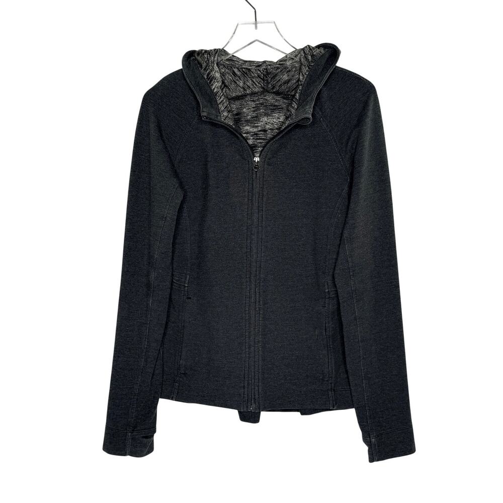 Lululemon Take Ten Hooded Jacket 10 Charcoal Full Zip Active Sport Outdoor *flaw